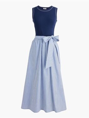 J.Crew Tie-waist mixed-media midi dress size S NWT